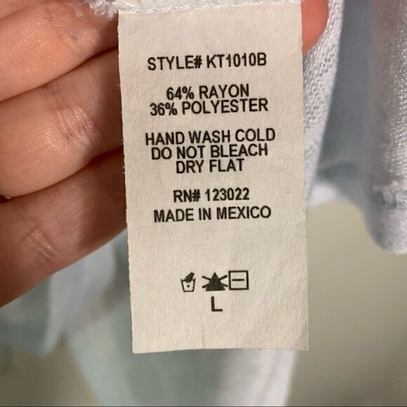 Cecico Womens Blue Short Sleeves Crochet Hem Casual Tunic Top Size Large - Picture 3 of 4